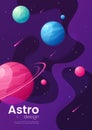 Deep space futuristic cartoon background, cover, brochure templa