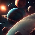 Deep space planets, awesome science fiction wallpaper, Royalty Free Stock Photo