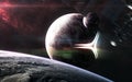 Deep space planets. Giant inertial thrusters on the planet's surface