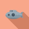 Deep submarine icon flat vector. Sea ship