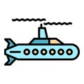 Deep submarine icon color outline vector