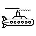 Deep submarine icon, outline style