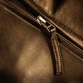 Worn Brown Leather Jacket Zipper Royalty Free Stock Photo