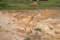 Deep tire ruts in lawn Royalty Free Stock Photo