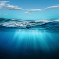 Deep underwater, abstract marine background.