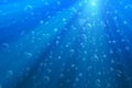 Deep Underwater with bubbles Royalty Free Stock Photo