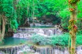 Deep waterfall in Huay Mae Kamin Kanjanaburi Thailand Royalty Free Stock Photo