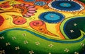 Deepak with colourful rangoli Royalty Free Stock Photo