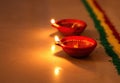 Deepaks with flame on Diwali festival