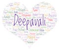 Deepavali in heart shape word cloud. Royalty Free Stock Photo