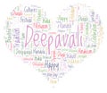 Deepavali in heart shape word cloud. Royalty Free Stock Photo