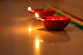 Deepawali lamps with flame