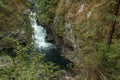 deepblue pool and green forest with waterfall