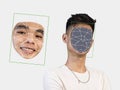 Deepfake concept matching facial movements with a different face of another person. Face swapping or impersonation Royalty Free Stock Photo