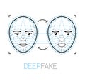 Deepfake, deep fake technology concept