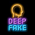 deepfake human face neon glow icon illustration