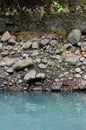 Deeply eroded river bank due to previous flooding Royalty Free Stock Photo