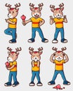 Deer mascot with ice cream Premium Vector