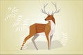 Low poly of a beautiful young deer standing on the grassland isolated. Vector of polygonal christmas deer. Royalty Free Stock Photo