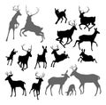 Deer animal silhouettes Royalty Free Stock Photo