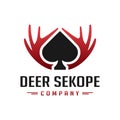 Deer antler logo design and spade card Royalty Free Stock Photo