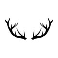 Deer antler vector icon. isolated animal horns silhouette logo on white background. male beast cervid stag. hunt trophy