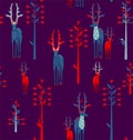 Deer antlered and fantasy trees