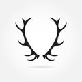 Deer antlers. Horns icon. Black silhouette of antlers in retro style. Vector illustration Royalty Free Stock Photo