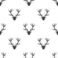 Deer antlers horns icon in black style isolated on white background. Hunting pattern stock vector illustration. Royalty Free Stock Photo