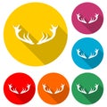 Deer antlers. Horns icon in flat style with long shadow Royalty Free Stock Photo