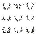 Deer antlers icon set. Horns icon collection isolated on white background. Vector illustration.