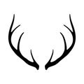 Deer antlers silhouette isolated on white background. Royalty Free Stock Photo