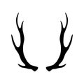Deer antlers silhouette isolated on white background. Royalty Free Stock Photo