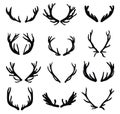 Deer antlers silhouette set isolated vector Silhouette Royalty Free Stock Photo