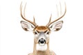 A deer with antlers is staring at the camera Royalty Free Stock Photo