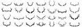 Deer antlers vector set. Hand drawn silhouettes of hunting trophies.Silhouette of the horns of a wild elk Royalty Free Stock Photo