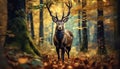 deer in the autumn fairy-tale forest