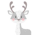 Deer baby print. Cute animal. Cool reindeer illustration