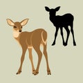 Deer baby vector illustration style Flat side silhouette