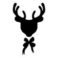 The deer with the bow tie.Female outlines.Deer head silhouette isolated.The object on a white background