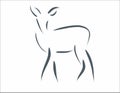 Deer calligraphic line arts freehand varying widths contour strokes logo element