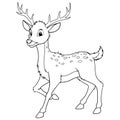 Deer Cartoon Animal Illustration BW