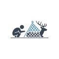 Deer caught in net and person icon Royalty Free Stock Photo