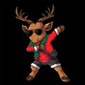 Deer character dabbing dance christmas style vector illustration