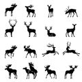 Deer collection - silhouette. Royalty Free Stock Photo