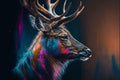 Deer colorful abstract background acryl painting. AI generated