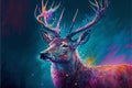 Deer colorful abstract background acryl painting. AI generated