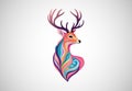 Deer Colorful Logo. Deer Head Logo Design Vector illustration