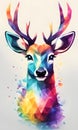 Deer Colorful Watercolor Animal Artwork Digital Graphic Design Poster Gift Card Template