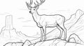 Hyperrealistic Deer Coloring Page With Mountain Background